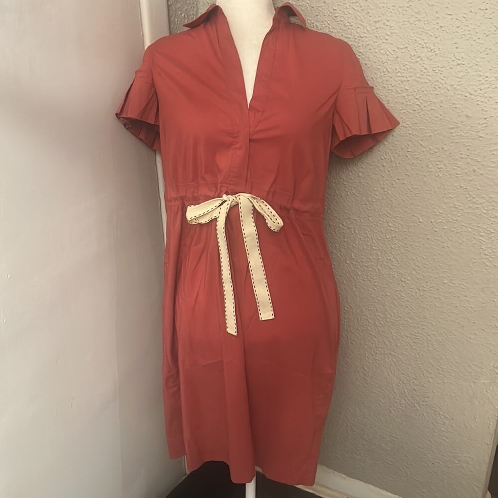 BCBGMaxAzria Flutter Sleeve Cottagecore Shirt Dress 2 Midi Minimalist Tradwife